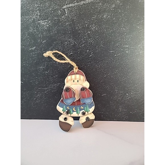 Vintage Wooden Santa Christmas Ornament - Picture 1 of 10